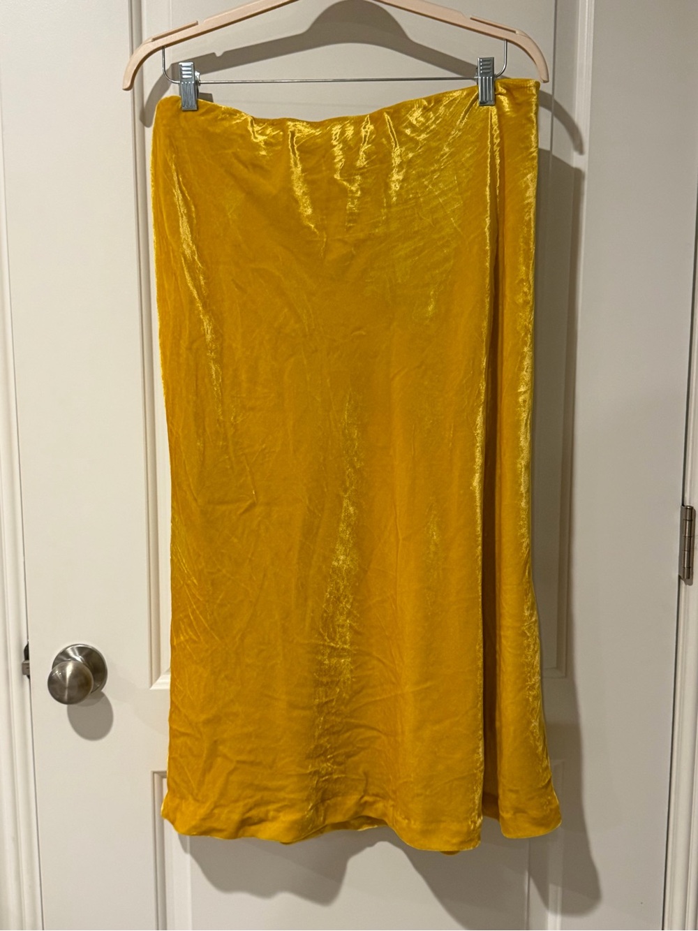 Anthropologie Mustard Velvet Maxi Skirt